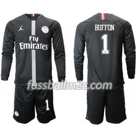 Fußballtrikots Paris Saint-Germain BUFFON 1 Jodan Schwarz Kinder Ausweich Trikotsatz 2018-2019 Langarm